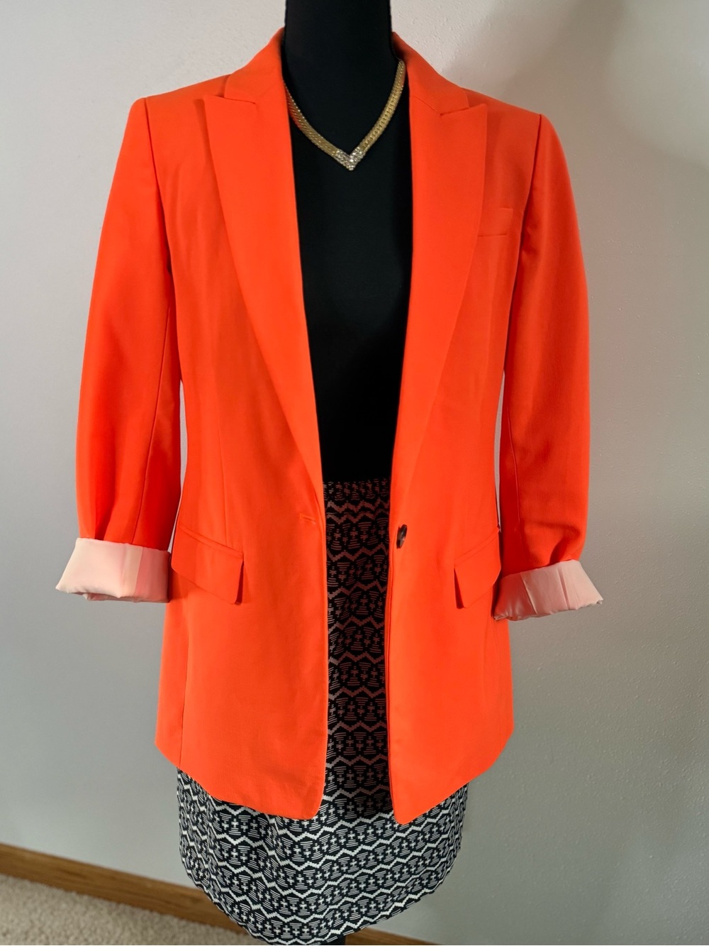 J.Crew Tollegno 1900 Italian Wool Blazer Bright Orange Size 4